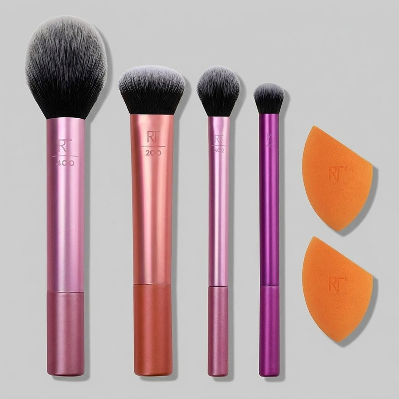 ست برس آرایشی ریل تکنیکس مدل Everyday Essentials به همراه پد آرایشی مجموعه 6 عددی