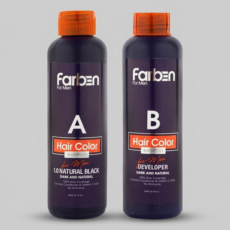 شامپو مو فاربن مدل Natural Black 1.0 حجم 150 میلی لیتر مجموعه 2 عددی