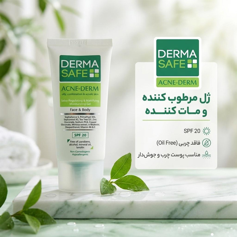 ژل مرطوب کننده درماسیف مدل ACNE-DERM حجم 40 میلی لیتر