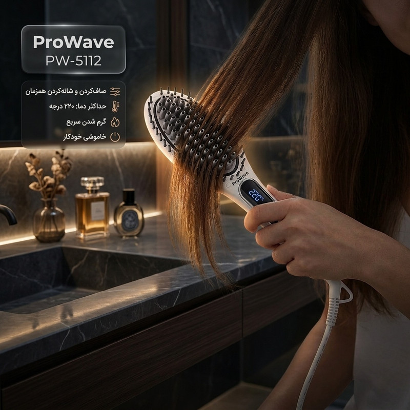 برس حرارتی صاف کننده مو پروویو مدل PW-5112
