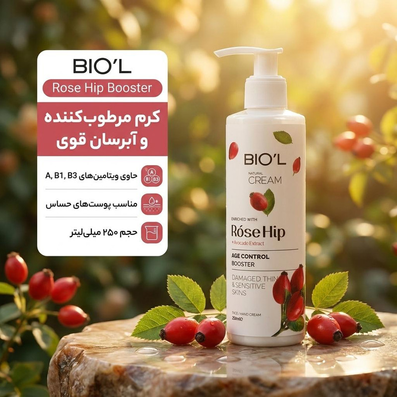 کرم مرطوبکننده بیول مدل rose hip booster حجم 250 میلیلیتر