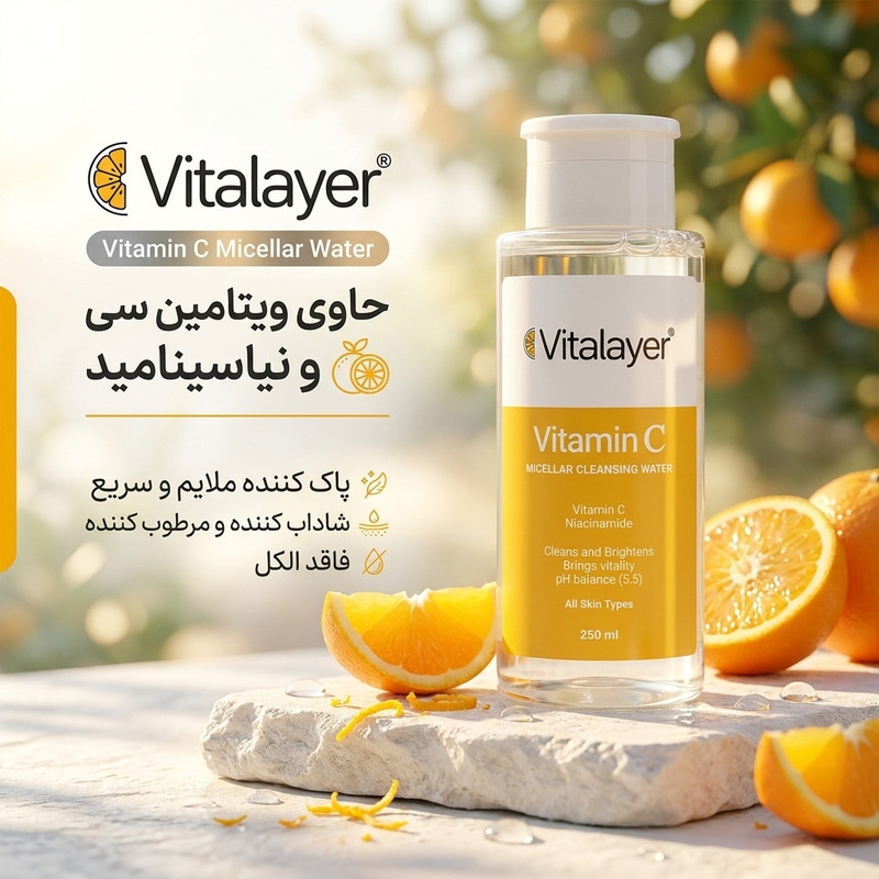 محلول پاک کننده آرایش ویتالیر مدل ویتامین سی حجم 250 میلی لیتر