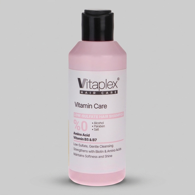 شامپو تقویت کننده مو ویتاپلکس مدل VITAMIN CARE حجم 200 میلیلیتر، مناسب انواع مو، بدون الکل، مرطوبکننده، ترمیمکننده، لطافتبخش و آبرسان