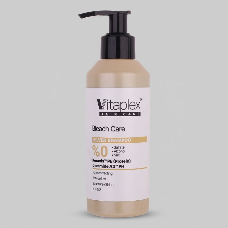 شامپو تثبیت کننده رنگ مو ویتاپلکس مدل Bleach Care 01 با حجم 200 میلیلیتر، مناسب موهای رنگ شده و آسیب دیده، ضد زردی، براق کننده، سازگار با پوست سر معمولی و چرب