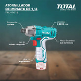 پیچ گوشتی شارژی ضربه ای 12 ولت توتال مدل TIRLI12015