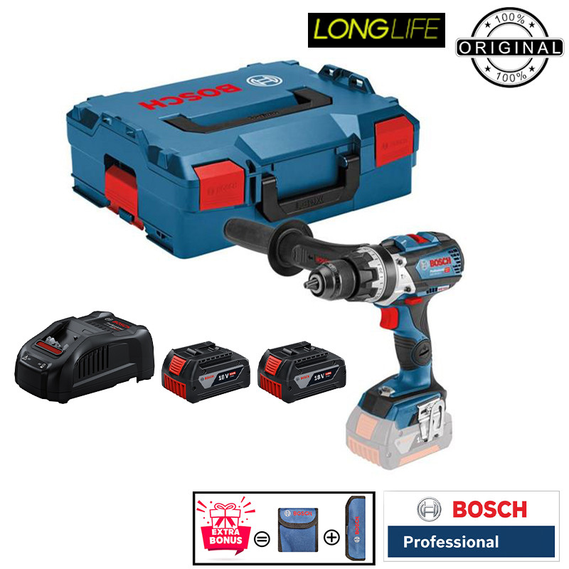 دریل پیچ گوشتی شارژی چکشی 18 ولت بوش مدل (GSB 18V-110 C Brushless (5Ah