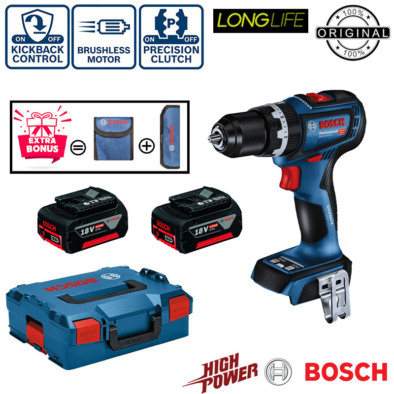 دریل پیچ گوشتی شارژی ضربه ای بوش مدل سه حالته فوق هوشمند GSB 18 V 90 C