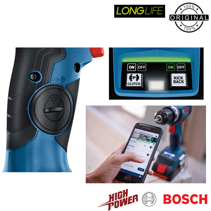 دریل پیچ گوشتی شارژی ضربه ای بوش مدل سه حالته فوق هوشمند GSB 18 V 90 C