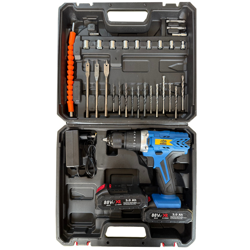 پیچ گوشتی شارژی 88 ولت سه نظام جاب مدل JB-88 POWER X مجموعه 40 عددی