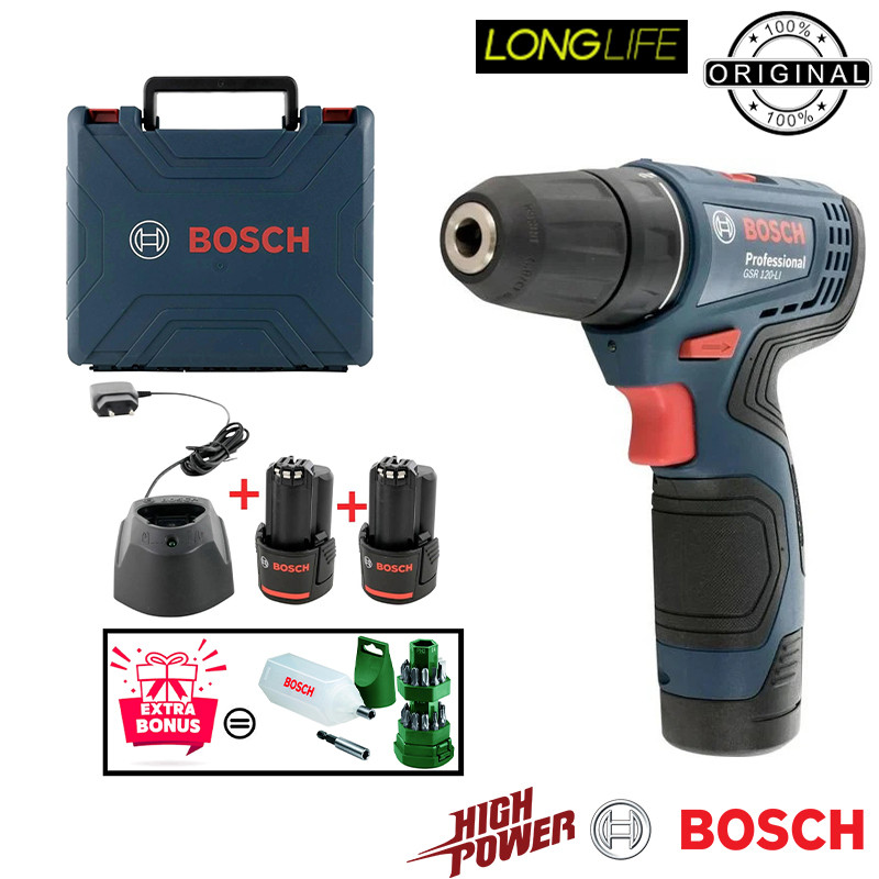 پیچ گوشتی شارژی چکشی بوش مدل GSB 120 LI + Extra 25 pcs