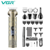 ست ماشین اصلاح موی صورت و بدن وی جی آر مدل V-110 با تیغه استیل ضد زنگ، قابلیت اصلاح صفر، 10 عدد شانه متنوع، نمایشگر باتری، شارژ سریع، ضد آب و استفاده 180 دقیقه پس از شارژ