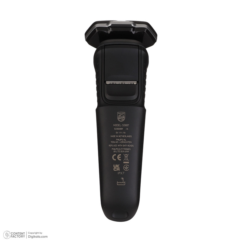 ماشین اصلاح موی صورت فیلیپس مدل S5887 با 45 تیغه استیل ضد زنگ، باتری 600 میلیآمپر ساعت، شارژ USB، ضد آب و طراحی ارگونومیک با اصلاح چرخشی