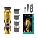 ماشین اصلاح موی سر و صورت وی جی ار مدل V-227 با تیغههای سرامیک ضد التهاب، باتری لیتیوم یونی 2000 میلیآمپر ساعت، نمایشگر میزان شارژ و طراحی ارگونومیک مقاوم در برابر ضربه