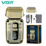 ماشین اصلاح موی صورت وی جی ار مدل V-337 با تیغه کربن استیل، عملکرد توربو، قابلیت تنظیم سرعت، استفاده خشک و مرطوب، اصلاح با شماره صفر، باتری لیتیومی 800 میلیآمپر، شارژ با کابل USB، نمایشگر میزان شارژ و سرعت موتور، دارای تیغه اضافی تریمر