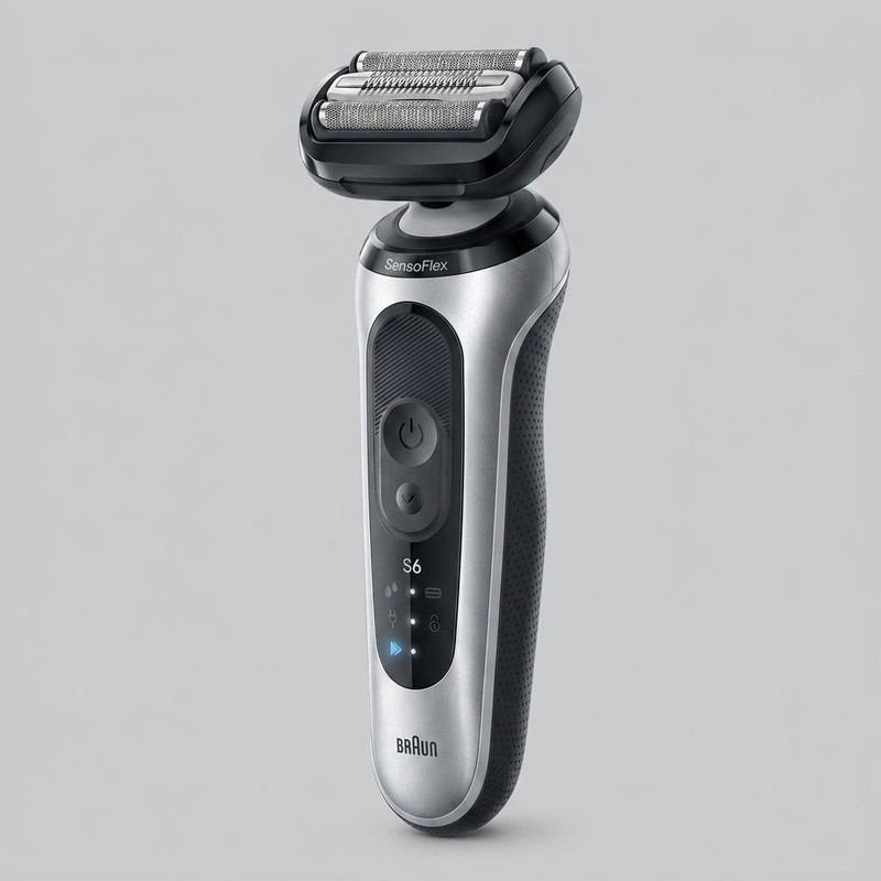 ماشین اصلاح موی صورت شارژی براون مدل series 6 62-S1000s با سر چرخان SensoFlex، فویل فوق نازک 0.058 میلیمتری، فناوری AutoSense، ضد آب، باتری لیتیوم-یونی با شارژ سریع، نمایشگر LED و قابلیت اصلاح خشک و مرطوب