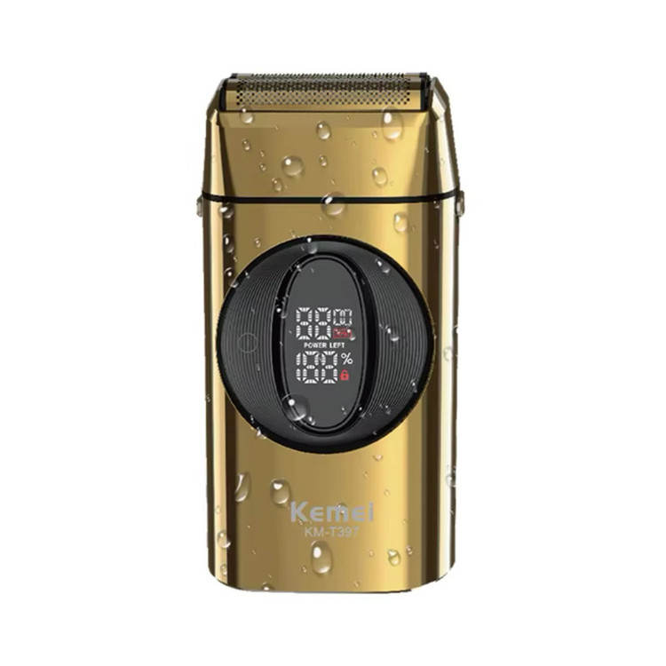 ماشین اصلاح موی صورت شارژی کیمی مدل KM-T397 با تیغه استیل ضد زنگ، ضد التهاب، قابلیت اصلاح صفر و شانههای 3، 6، 9 و 12 میلیمتر، تنظیم سرعت در سه حالت، باتری لیتیوم یون با ظرفیت 1400 میلیآمپر ساعت، مقاوم در برابر آب و طراحی ارگونومیک