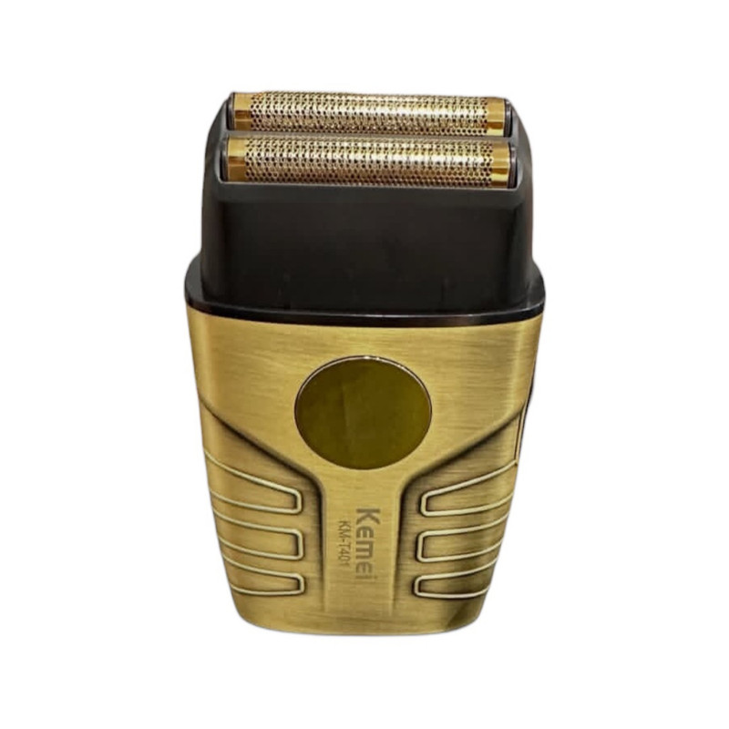 ماشین اصلاح موی صورت شارژی کیمی مدل KM-T401 با تیغه استیل ضد التهاب، سیستم ضدعفونی UV، سه سرعت قابل تنظیم، باتری 1400 میلی‌آمپر ساعت، نمایشگر شارژ و مقاومت در برابر آب IPX7