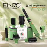 سشوار برس دار حالت دهنده انزو پروفیشینال مدل EN-4133 PRO با توان 1500 وات، موتور DC، تنظیمات دما سه حالته، تنظیم سرعت دو سرعته، فرکنندگی، صافکنندگی، خشککنندگی قوی، حجمدهندگی، همراه با سری شانهدار