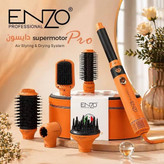 سشوار برس دار حالت دهنده انزو پروفیشینال مدل EN-4133 PRO با توان 1500 وات، موتور DC، تنظیمات دما سه حالته، تنظیم سرعت دو سرعته، فرکنندگی، صافکنندگی، خشککنندگی قوی، حجمدهندگی، همراه با سری شانهدار