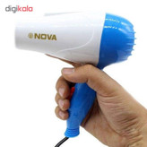 سشوار مسافرتی 1000 وات نووآ مدل NV-1290 کد 104000133، موتور AC، وزن 154 گرم، المنت فلز، با ویژگی پخش یکنواخت گرما