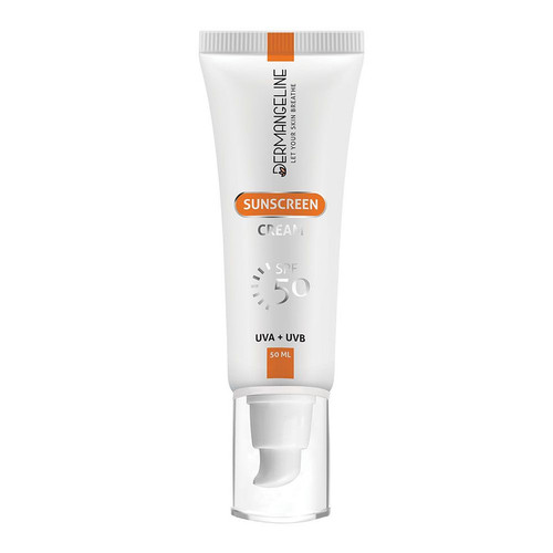 کرم ضد آفتاب بدون رنگ درمنجلین SPF 50 مدل UVA UVB مناسب انواع پوست حجم 50 میلیلیتر