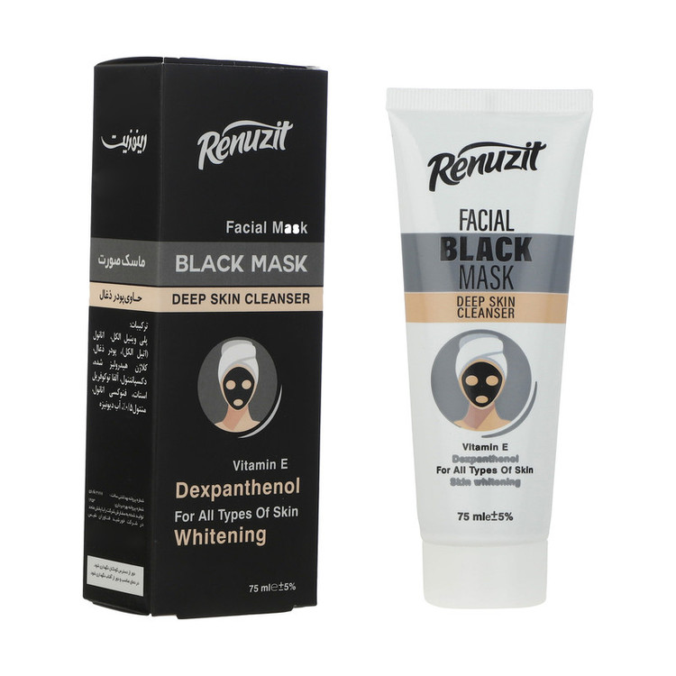 ماسک کرمی صورت و بدن رینوزیت مدل Black Deep حجم 75 میلیلیتر کوچککننده منافذ، روشنکننده، لایهبردار، تسکیندهنده و جوانکننده با ویتامین E، مناسب انواع پوست و استفاده روز و شب