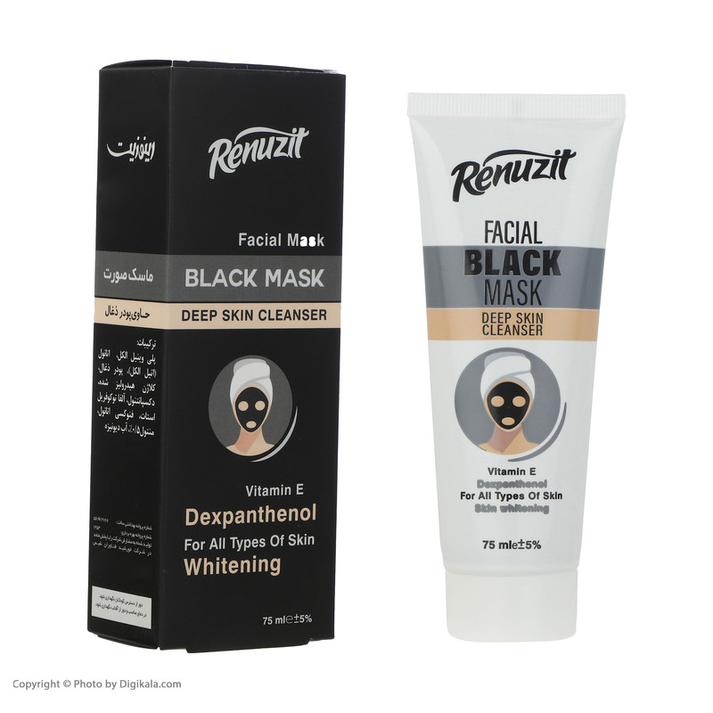 ماسک کرمی صورت و بدن رینوزیت مدل Black Deep حجم 75 میلیلیتر کوچککننده منافذ، روشنکننده، لایهبردار، تسکیندهنده و جوانکننده با ویتامین E، مناسب انواع پوست و استفاده روز و شب