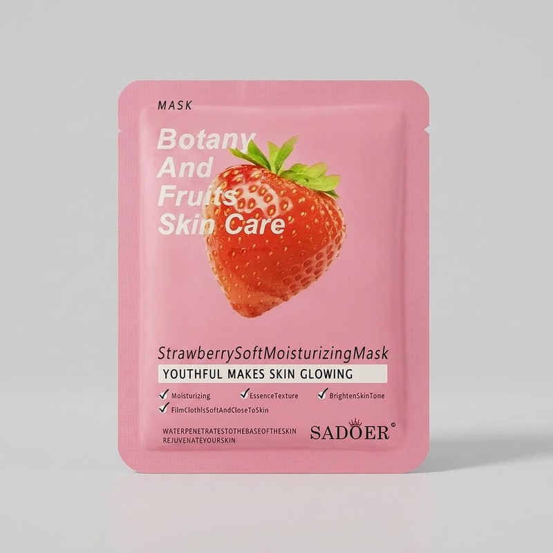ماسک صورت سادور مدل Strawberry حجم 25 میلی‌لیتر، آرامش‌بخش، تقویت‌کننده، جوان‌کننده، درخشان‌کننده، حاوی ویتامین A، B و B1، مناسب انواع پوست