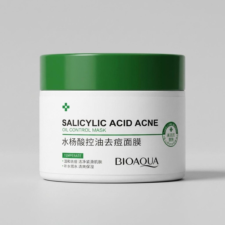 ماسک صورت بایو آکوا مدل SALICYLIC ACID ACNE حجم 120 میلیلیتر مرطوبکننده، کنترلکننده چربی، آبرسان، بستهکننده منافذ باز، روشنکننده و افزاینده استحکام پوست مناسب انواع پوست و ضد جوش