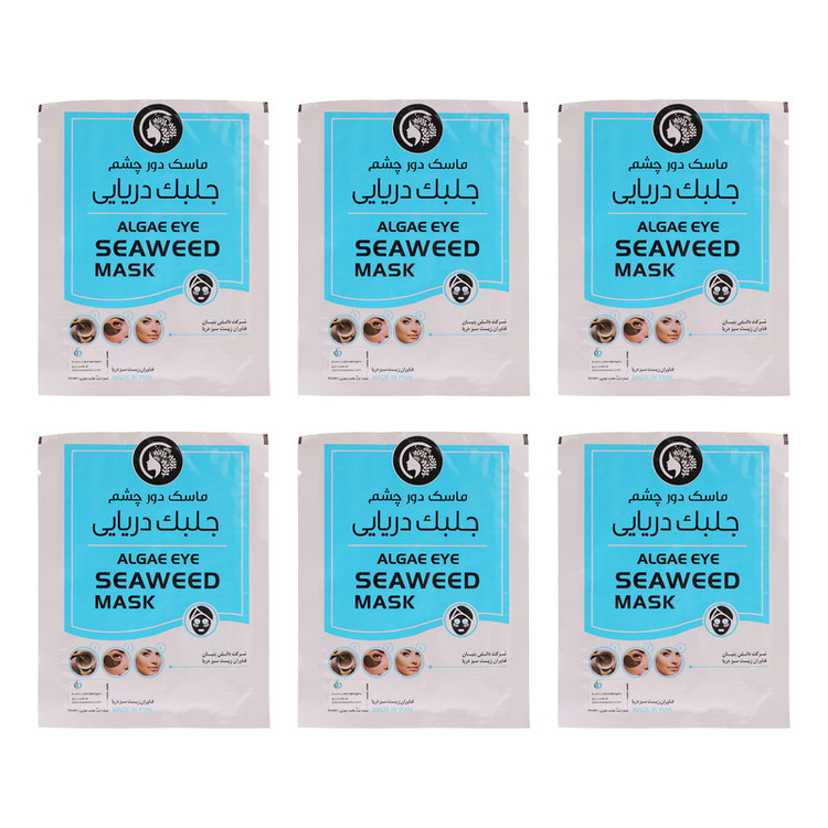 ماسک دور چشم دکتر عیدی آلگا مدل جلبک دریایی بسته 6 عددی، آبرسان و مرطوبکننده عمیق، کاهش تیرگی و پف دور چشم، کوچککننده منافذ، افزایش گردش خون و صافکننده پوست، مناسب انواع پوست و استفاده خانمها و آقایان