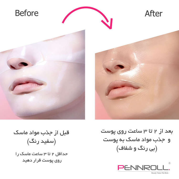 ماسک ژلی صورت و بدن پنرول مدل PRD با وزن 30 گرم، آبرسان عمیق، ضد چروک، لیفت کننده، کوچک کننده منافذ، روشنکننده، مرطوبکننده و ترمیمکننده، حاوی هیالورونیک اسید و ویتامین B3، مناسب انواع پوست، با رایحه گل
