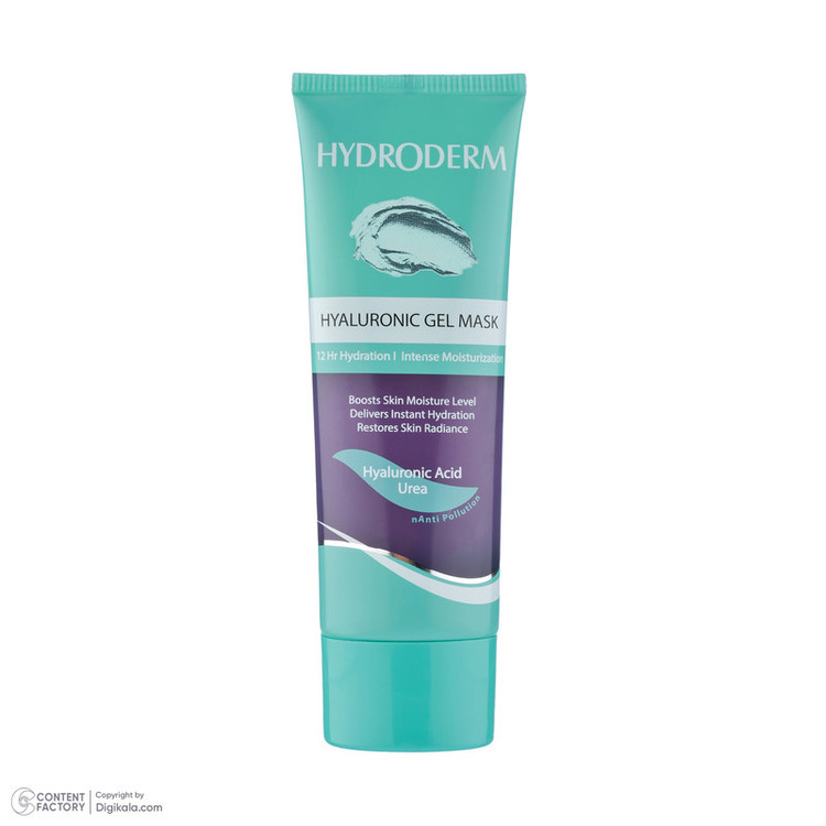 ماسک آبرسان و مرطوبکننده صورت و بدن هیدرودرم مدل Hyaluronic حجم 100 میلیلیتر مناسب پوست معمولی با ترکیبات هیالورونیک اسید و خاصیت درخشانکنندگی