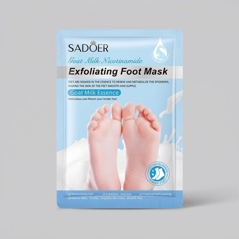ماسک پا سادور مدل goat milk وزن 35 گرم، مرطوبکننده، لایهبردار، ترمیمکننده ترک پاشنه، روشنکننده، کاهشدهنده بو، مناسب انواع پوست