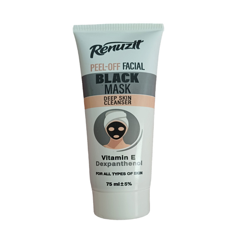 ماسک صورت رینوزیت مدل BLACK حجم 75 میلی‌لیتر، ضد پیری، شفاف‌کننده، درخشان‌کننده، حاوی گلیسیرین، مناسب انواع پوست
