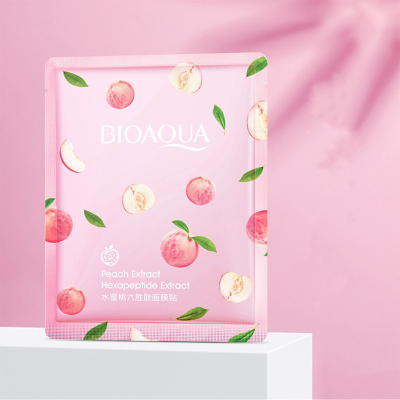 ماسک صورت بایو آکوا مدل peach وزن 30 گرم بسته 3 عددی