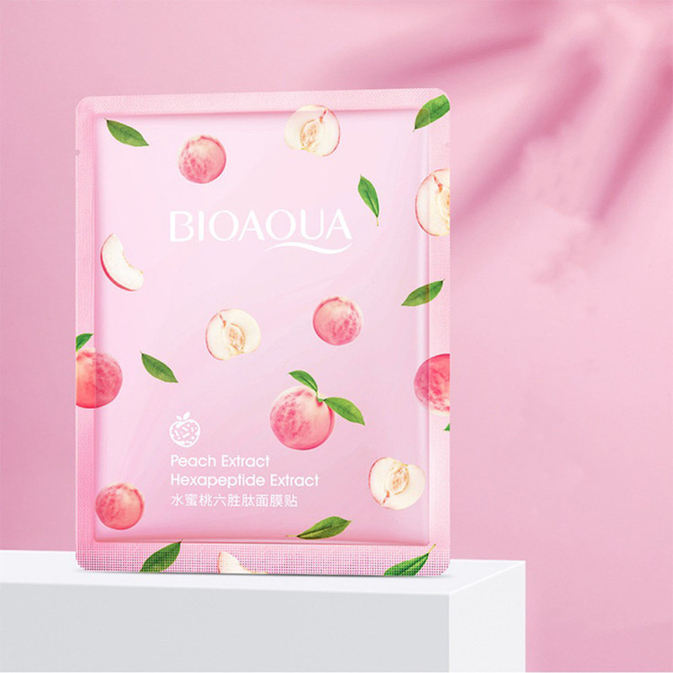 ماسک صورت بایو آکوا مدل peach وزن 30 گرم بسته 3 عددی
