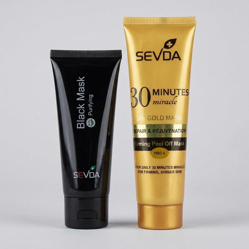 پک ماسک صورت پیل آف سودا مدل طلا 100 میلیلیتر و ذغال 75 میلیلیتر با عصاره آلوئهورا، تسکیندهنده، شفافکننده، نرمکننده، طراوتبخش و افزایشدهنده کلاژن پوست