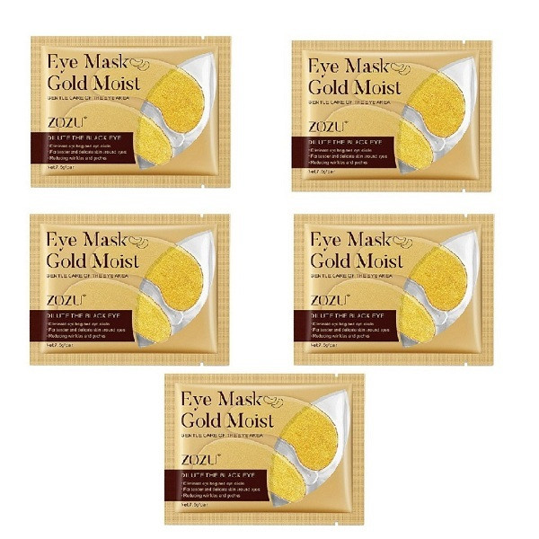 ماسک زیر چشم زوزو مدل Gold حاوی ذرات نانو طلا، آبرسان و مرطوب‌کننده پوست زیر چشم، وزن 7.5 گرم، مجموعه 5 عددی
