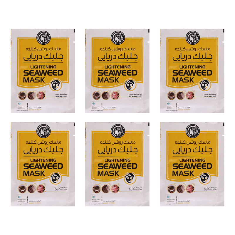 ماسک روشنکننده صورت دکتر عیدی آلگا مدل جلبک دریایی با خاصیت پاکسازی عمقی، کنترل چربی، کاهش جوش و منافذ باز، آبرسانی و ضدالتهاب، مناسب انواع پوست به همراه 6 چوب پخشکننده