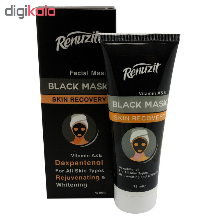 ماسک صورت رینو زیت مدل Black mask carbon active حجم 75 میلی لیتر مجموعه 2 عددی