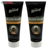 ماسک صورت رینو زیت مدل Black mask carbon active حجم 75 میلی لیتر مجموعه 2 عددی