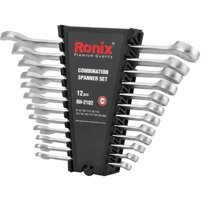 آچار یک سر تخت یک سر رینگ رونیکس مدل RH-2102 مجموعه 12 عددی